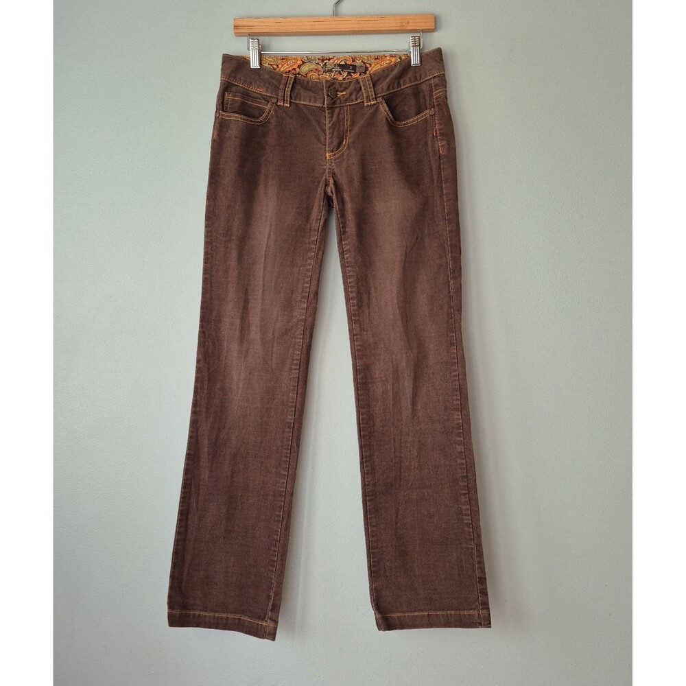 Prana Brown Low Rise Straight Leg Boho Corduroy Pants Womens 2 Inseam 30